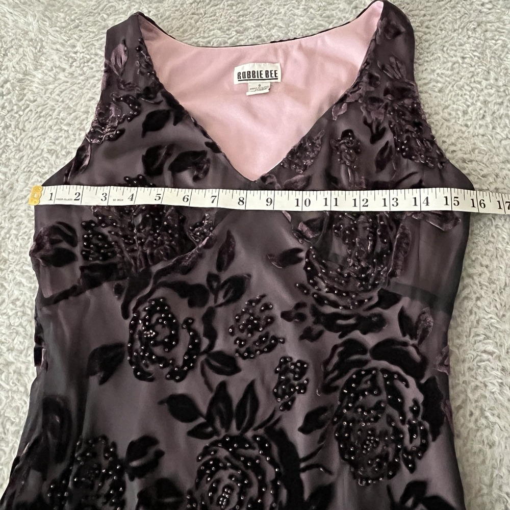 Vintage Sz 6 Silk Slip Dress Beaded Velvet Burnout Fairy Goth Witchy Stretchy - Picture 7 of 12